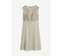 Minikleid BONPRIX "Minikleid mit Spitze", Damen, Gr. 40, N-Gr, grün (seegras), Obermaterial: 100% Polyester. Futter: 100% Polyester. Spitze: 100% Polyester, tailliert, Kleider Minikleid, für besondere