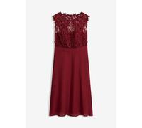Minikleid BONPRIX "Minikleid mit Spitze", Damen, Gr. 48, N-Gr, rubinrot, Obermaterial: 100% Polyester. Futter: 100% Polyester. Spitze: 100% Polyester, tailliert, Kleider Minikleid, für besondere Anläs