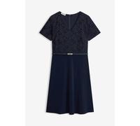 Minikleid BONPRIX, Damen, Gr. 42, N-Gr, blau (dunkelblau (länge: regulär)), Obermaterial: 95% Polyester, 5% Elasthan. Futter: 100% Polyester. Spitze: 70% Baumwolle, 30% Polyester, festlich, ausgestell