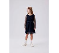 NAME IT Mädchen NKFVABOS LS Dress NOOS Nachtwäsche Set, Dark Sapphire, 128