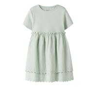 Minikleid NAME IT "NMFHAVELLE SS DRESS", Mädchen, Gr. 122, N-Gr, grün (pale aqua), Jersey;Rippware;Web, Obermaterial: 95% Baumwolle, 5% Elasthan, unifarben, regular fit kurz, Rundhals, Kleider Minikle