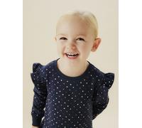 Minikleid NAME IT "NMFOEANA LS SWE DRESS BRU PB", Mädchen, Gr. 122, N-Gr, blau (mood indigo), Jersey, Obermaterial: 95% Baumwolle, 5% Elasthan, bedruckt, regular fit ca. Mitte Oberschenkel, Rundhals, 