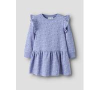 Minikleid NAME IT "NMFOEANA LS SWE DRESS BRU PB", Mädchen, Gr. 122, N-Gr, lila (lila impression), Jersey, Obermaterial: 95% Baumwolle, 5% Elasthan, bedruckt, regular fit ca. Mitte Oberschenkel, Rundha