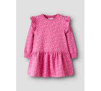 Minikleid NAME IT "NMFOEANA LS SWE DRESS BRU PB", Mädchen, Gr. 122, N-Gr, rosa (pink power), Jersey, Obermaterial: 95% Baumwolle, 5% Elasthan, bedruckt, regular fit ca. Mitte Oberschenkel, Rundhals, K