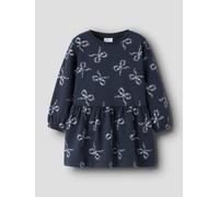 Minikleid NAME IT "NMFOLUKRIA LS SWEAT DRESS BRU", Mädchen, Gr. 122, N-Gr, navy blazer, Obermaterial: 95% Baumwolle, 5% Elasthan, bedruckt, regular fit, Rundhals, Kleider Minikleid (53228437-122) navy