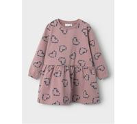 Minikleid NAME IT "NMFOLUKRIA LS SWEAT DRESS BRU", Mädchen, Gr. 128, N-Gr, toadstool, Obermaterial: 95% Baumwolle, 5% Elasthan, bedruckt, regular fit, Rundhals, Kleider Minikleid (93323151-128) toadst