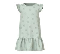 Minikleid NAME IT "NMFVIDA CAPSL DRESS", Mädchen, Gr. 122, N-Gr, pale aqua aop:sea shells grün, Jersey, Obermaterial: 100% Baumwolle, bedruckt, normal normal, Rundhals, Flügelärmel Rüschen, Kleider Mi