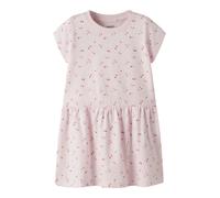 Minikleid NAME IT "NMFVILINSE CAPSL DRESS", Mädchen, Gr. 104, N-Gr, cradle pink aop:heart cherries, Jersey, Obermaterial: 100% Baumwolle, bedruckt, normal normal, Rundhals, Kleider Minikleid (10975843