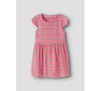 Minikleid NAME IT "NMFVINANNA CAPSL DRESS", Mädchen, Gr. 104, N-Gr, rot (cradle pink stripes:poinsettia), Jersey, Obermaterial: 100% Baumwolle, gestreift, normal normal, Rundhals, Kleider Minikleid, B