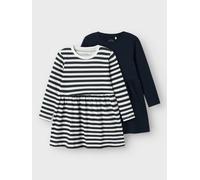 Name IT Mädchen Nmfvivia Dress 2p Noos Kleid, Dark Sapphire/Stripes:Pack W. Dark Sapphire Stripes, 122 EU