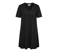 Minikleid ONLY CARMAKOMA "CARCORAL S/S V-NECK ABK DRESS JRS", Damen, Gr. S, N-Gr, schwarz, Web, Obermaterial: 65% Polyester, 35% Viskose, unifarben, regular fit mini, V-Ausschnitt, Kleider Minikleid (