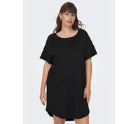Minikleid ONLY CARMAKOMA "CARMAY LIFE S/S DRESS JRS", Damen, Gr. M, N-Gr, schwarz, Jersey, Obermaterial: 100% Baumwolle, regular fit kniefrei, Rundhals, angeschnitten Umschlagsaum, Kleider Minikleid,