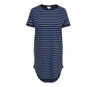 Minikleid ONLY CARMAKOMA "CARMAY LIFE S/S DRESS JRS", Damen, Gr. S, N-Gr, night sky stripes:(blake) ultramarine, Jersey, Obermaterial: 100% Baumwolle, gestreift, regular fit kniefrei, Rundhals, angesc