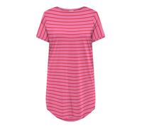 Minikleid ONLY CARMAKOMA "CARMAY LIFE S/S DRESS JRS", Damen, Gr. S, N-Gr, wild orchid stripes:(dina) tomato puree, Jersey, Obermaterial: 100% Baumwolle, gestreift, regular fit kniefrei, Rundhals, ange