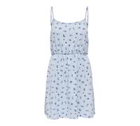 Minikleid ONLY "ONLALTA S/L SHORT STRAP DRESS PNT ZLO", Damen, Gr. L, N-Gr, blau (cashmere blau aop:dunkelblau flowers), Web, Obermaterial: 98% Polyester, 2% Elasthan, bedruckt, kurz, Rundhals, Kleide