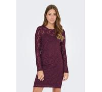 Minikleid ONLY "ONLBLAISE L/S O-NECK DRESS JRS", Damen, Gr. L, N-Gr, mauve wine, Jersey, Obermaterial: 100% Polyester, unifarben, Rundhals, Kleider, Sommerkleid (36158960-L) mauve wine