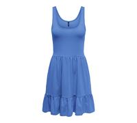 Minikleid ONLY "ONLBLOOM S/L SHORT DRESS JRS", Damen, Gr. L, N-Gr, blau (ultramarine), Jersey, Obermaterial: 100% Baumwolle, unifarben, regular fit kurz, Rundhals, Kleider Minikleid, Baumwolle, regula