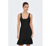Minikleid ONLY "ONLBLOOM S/L SHORT DRESS JRS", Damen, Gr. L, N-Gr, schwarz, Jersey, Obermaterial: 100% Baumwolle, unifarben, regular fit kurz, Rundhals, Kleider Minikleid, Baumwolle, regular fit (3980