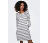 Minikleid ONLY "ONLDEMI BRILLIANT 3/4 DRESS JRS", Damen, Gr. S (36), N-Gr, cloud dancer stripes:navy blazer, Obermaterial: 79% Polyester, 18% Viskose, 3% Elasthan, gestreift, regular fit kniebedeckend