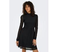 Minikleid ONLY "ONLERICA LIFE L/S HIGH NECK DRESS JRS", Damen, Gr. L, N-Gr, schwarz, Obermaterial: 95% Polyester, 5% Elasthan, unifarben, regular fit kurz, Kleider Minikleid, Sommerkleid (51969863-L)