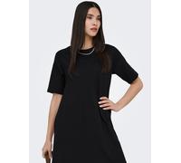Minikleid ONLY "ONLMARA S/S POCKET DRESS JRS NOOS", Damen, Gr. S, N-Gr, schwarz, Jersey, Obermaterial: 100% Baumwolle, unifarben, oversize kurz, Rundhals, Kleider Minikleid, Baumwolle, oversize, Rundh
