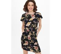 Minikleid ONLY "ONLMARIANA MYRINA LIFE DRESS PTM", Damen, Gr. 34 (XS), N-Gr, schwarz (schwarz aop:lena flower), Web, Obermaterial: 97% Polyester, 3% Elasthan, geblümt, gemustert, regular fit kurz, Run
