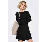 Minikleid ONLY "ONLMISTY LIFE LS O-NECK RIB DRES EX KNT", Damen, Gr. XS, N-Gr, schwarz, Rippstrick, Obermaterial: 70% Viskose, 30% Nylon, unifarben, regular fit kurz, Rundhals, Kleider Minikleid, Visk