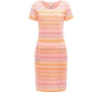 Minikleid RAGWEAR "Baomi Print YOUMODO", Damen, Gr. L (40), Normalgrößen, pfirsich, Sweatware, Material: 100% Baumwolle, tailliert ca. Mitte Oberschenkel, Rundhals, Ärmel ohne Ärmelschlitz Rippbündche