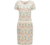 Minikleid RAGWEAR "Baomi Print YOUMODO", Damen, Gr. M (38), Normalgrößen, beige, Sweatware, Material: 100% Baumwolle, tailliert ca. Mitte Oberschenkel, Rundhals, Ärmel ohne Ärmelschlitz Rippbündchen, 