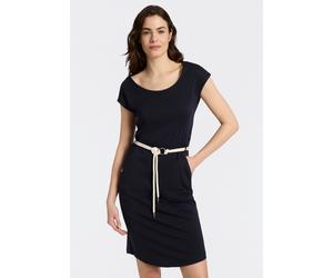 Minikleid RAGWEAR "LILITHE O", Damen, Gr. XS, N-Gr, navy, Jersey, Obermaterial: 50% Baumwolle, 50% Modal, unifarben, kniefrei, Rundhals, Kleider Minikleid, mit Taillen-Bindegürtel (74364425-XS) navy