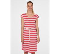Minikleid RAGWEAR "LILITHE STRIPES", Damen, Gr. S, N-Gr, Kurzarm, Jersey, rosa (coral), Jersey, Obermaterial: 50% Polyester, 50% Viskose, gestreift, normal, Rundhals, Kleider Minikleid, aus Polyester