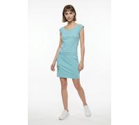 Minikleid RAGWEAR "PENELOPE UNI O", Damen, Gr. L, N-Gr, blau (aqua), Jersey, Obermaterial: 100% Baumwolle, unifarben, kniefrei, Rundhals, Kleider Minikleid, mit Kordelzug und Zierknopf (85810856-L) aq