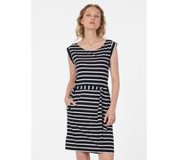 Minikleid RAGWEAR "TAGG STRIPES", Damen, Gr. M, N-Gr, navy, Jersey, Obermaterial: 50% Polyester, 50% Viskose, gestreift, kniefrei, Rundhals, Kleider Minikleid, Fließende Viskosemischung mit Streifen u