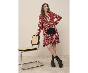 Minikleid TAMARIS, Damen, Gr. 42, N-Gr, rot, orange, schwarz, weiß, Jersey, Obermaterial: 95% Viskose, 5% Elasthan, gemustert, figurbetont mini, Rundhals, Kleider Minikleid, festliche Anlässe, aus Jer