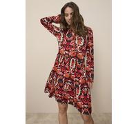 Minikleid TAMARIS, Damen, Gr. 46, N-Gr, rot, orange, schwarz, weiß, Jersey, Obermaterial: 95% Viskose, 5% Elasthan, gemustert, figurbetont mini, Rundhals, Kleider Minikleid, festliche Anlässe, aus Jer