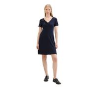 Minikleid TOM TAILOR, Damen, Gr. 34, N-Gr, blau (sky captain blau), Jersey, Obermaterial: 95% Viskose, 5% Elasthan, bedruckt, unifarben, figurbetont kniefrei, V-Ausschnitt, Kleider Minikleid, mit Allo