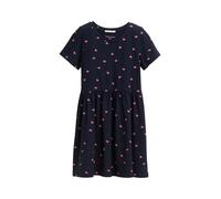 Minikleid TOM TAILOR, Mädchen, Gr. 104, N-Gr, blau (dunkelblau pink butterfly), Jersey, Obermaterial: 93% Viskose, 7% Elasthan, bedruckt, A-Linie mini, Rundhals, gerader Abschluss, Kleider Minikleid,