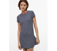 Minikleid TOMMY JEANS "TJW F&F JERSEY DRESS", Damen, Gr. S (36/38), N-Gr, blau (navy, stripe), Jersey, Obermaterial: 95% Viskose, 5% Elasthan, gestreift, kurz, Rundhals, Kleider Minikleid, Viskosemisc