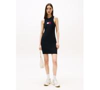 Minikleid TOMMY JEANS "TJW FLAG SWEATER MINI DRESS EXT", Damen, Gr. L (40), N-Gr, schwarz, Jersey, Obermaterial: 88% Viskose, 12% Polyester, unifarben, Kleider Minikleid (91043126-L) schwarz