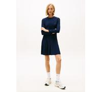 Minikleid TOMMY JEANS "TJW MINI F&F LS DRESS", Damen, Gr. M (38), N-Gr, blau (schwarz night navy), Jersey, Obermaterial: 100% Viskose, unifarben, regular fit kurz, Rundhals, Kleider Minikleid (3624280