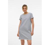 VERO MODA Damen VMABBY SS Short Zip Dress JRS NOOS Kleid, Snow White/Stripes:Navy Blazer, 42