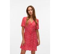 Minikleid VERO MODA "VMALBA SS SHORT DRESS WVN NOOS", Damen, Gr. M, N-Gr, rot (fiery rot aop:joey dot), Web, Obermaterial: 100% Viskose, bedruckt, slim fit kurz, V-Ausschnitt, Kleider Minikleid, Visko