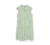 Minikleid VERO MODA "VMALBA SS SHORT TIE DRESS WVN NOOS", Damen, Gr. M, N-Gr, fog grün aop:sally snow weiß, Web, Obermaterial: 100% Viskose, bedruckt, kurz, Rundhals, Kleider Minikleid, Viskose (76248