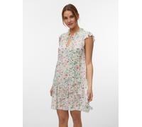 Minikleid VERO MODA "VMALBA SS SHORT TIE DRESS WVN NOOS", Damen, Gr. M, N-Gr, snow weiß aop:nelly, Web, Obermaterial: 100% Viskose, bedruckt, kurz, Rundhals, Kleider Minikleid, Viskose (54081633-M) sn
