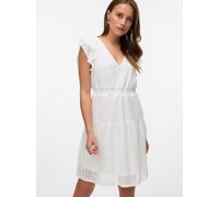 Minikleid VERO MODA "VMHONEY LACE V-NECK SHORT DRESS WVN GA", Damen, Gr. M, N-Gr, snow weiß pattern:original lace, Web, Obermaterial: 75% Baumwolle, 25% Nylon, unifarben, lässig geschnitten kurz, V-Au
