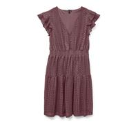 Minikleid VERO MODA "VMHONEY LACE V-NECK SHORT DRESS WVN GA", Damen, Gr. S, N-Gr, rose braun pattern:original lace, Web, Obermaterial: 75% Baumwolle, 25% Nylon, unifarben, lässig geschnitten kurz, V-A