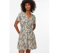 Minikleid VERO MODA "VMKORA S/S SHORT DRESS WVN BTQ", Damen, Gr. L, N-Gr, beige (birch aop:kora), Web, Obermaterial: 100% Viskose, bedruckt, kurz, Kleider Minikleid, Viskose (30802734-L) birch aop:kor