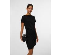Minikleid VERO MODA "VMMILLE SS SHORT DRESS JRS NOOS", Damen, Gr. S, N-Gr, schwarz, Jersey, Obermaterial: 53% Polyester, 42% Viskose, 5% Elasthan, unifarben, kurz, U-Boot-Ausschnitt, Kleider Minikleid