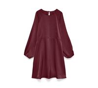 Minikleid VERO MODA "VMMIRO LS SHORT DRESS WVN NOOS", Damen, Gr. L, N-Gr, rot (windsor wine), Web, Obermaterial: 100% Polyester, unifarben, regular fit kurz, Rundhals, Kleider Minikleid, Kunstfaser, r