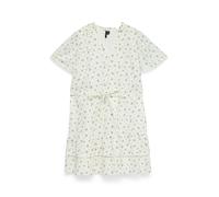 Minikleid VERO MODA "VMTRINE SS SHORT LACE DRESS WVN NOOS", Damen, Gr. L, N-Gr, snow weiß aop:maguerite blau jasper, Web, Obermaterial: 100% Baumwolle, bedruckt, kurz, V-Ausschnitt, Kleider Minikleid,
